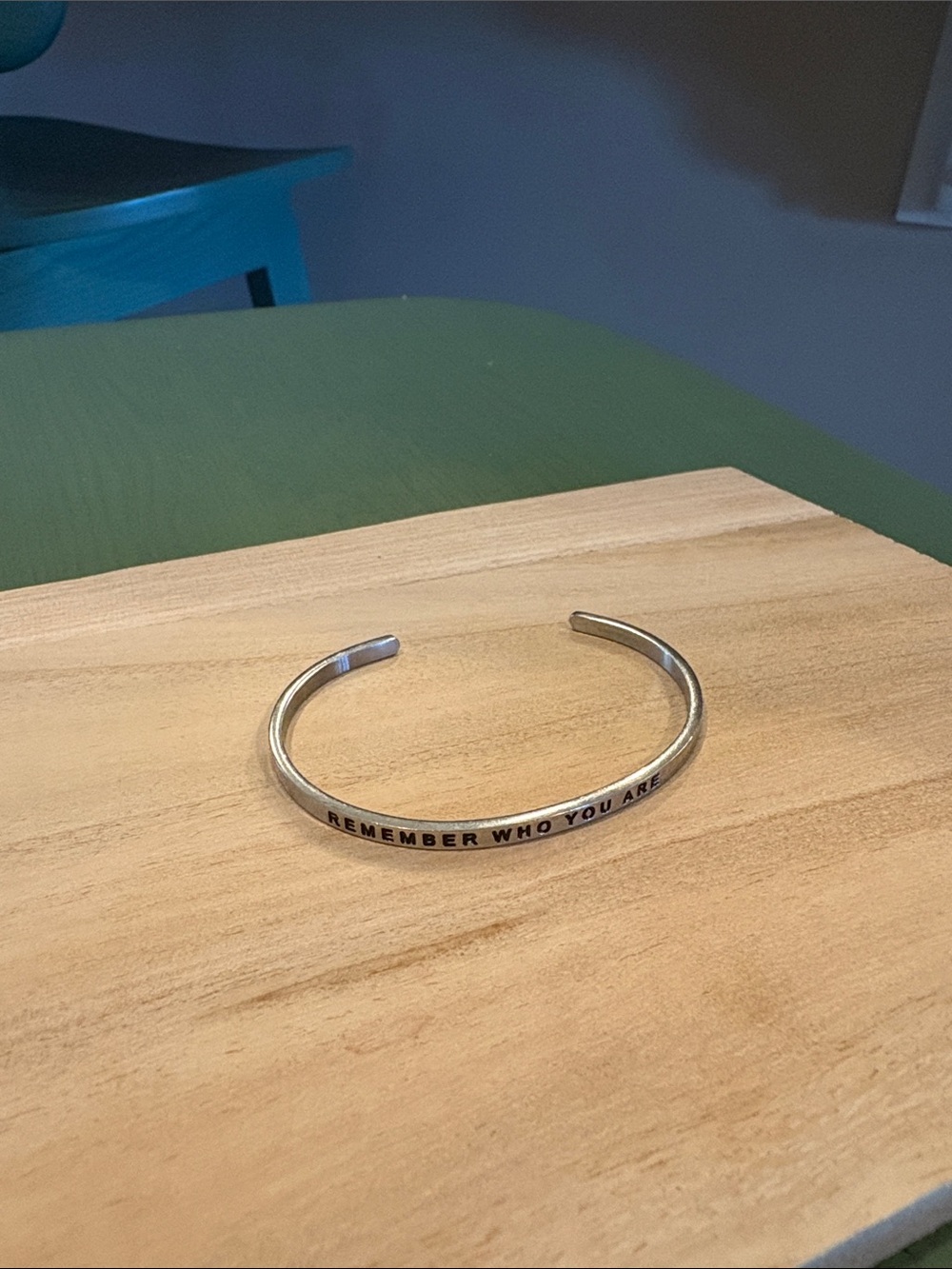 MantraBand Silver Tone Inspirational Cuff Bracelet - Remember Who You Are